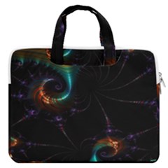 Fractal Transfer Metallic Black Macbook Pro 16  Double Pocket Laptop Bag  by Hannah976