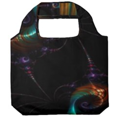 Fractal Transfer Metallic Black Foldable Grocery Recycle Bag by Hannah976