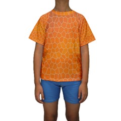 Orange Mosaic Structure Background Kids  Short Sleeve Swimwear