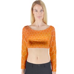 Orange Mosaic Structure Background Long Sleeve Crop Top