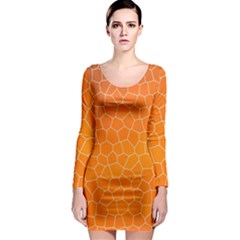 Orange Mosaic Structure Background Long Sleeve Bodycon Dress