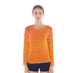 Orange Mosaic Structure Background Women s Long Sleeve T-Shirt