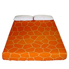 Orange Mosaic Structure Background Fitted Sheet (Queen Size)
