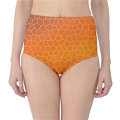 Orange Mosaic Structure Background Classic High-Waist Bikini Bottoms