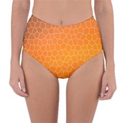 Orange Mosaic Structure Background Reversible High-Waist Bikini Bottoms