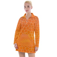 Orange Mosaic Structure Background Women s Long Sleeve Casual Dress