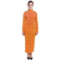 Orange Mosaic Structure Background Turtleneck Maxi Dress