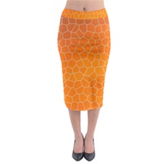 Orange Mosaic Structure Background Midi Pencil Skirt