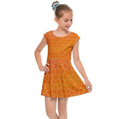 Orange Mosaic Structure Background Kids  Cap Sleeve Dress