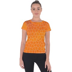 Orange Mosaic Structure Background Short Sleeve Sports Top 