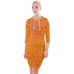 Orange Mosaic Structure Background Quarter Sleeve Hood Bodycon Dress