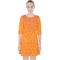 Orange Mosaic Structure Background Quarter Sleeve Pocket Dress