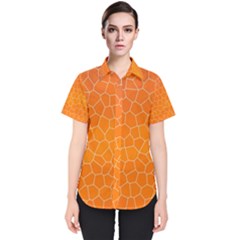 Orange Mosaic Structure Background Women s Short Sleeve Shirt