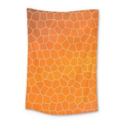 Orange Mosaic Structure Background Small Tapestry