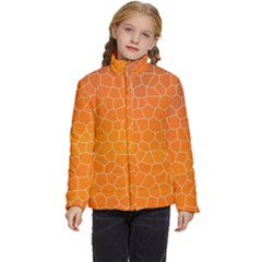 Orange Mosaic Structure Background Kids  Puffer Bubble Jacket Coat