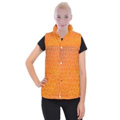 Orange Mosaic Structure Background Women s Button Up Vest