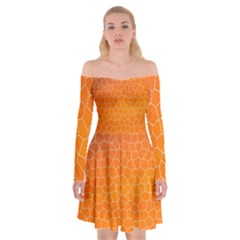 Orange Mosaic Structure Background Off Shoulder Skater Dress