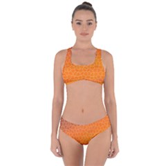 Orange Mosaic Structure Background Criss Cross Bikini Set