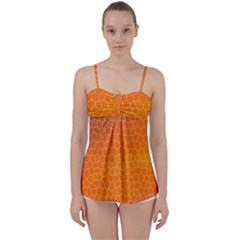 Orange Mosaic Structure Background Babydoll Tankini Top