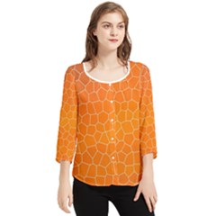 Orange Mosaic Structure Background Chiffon Quarter Sleeve Blouse