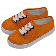 Orange Mosaic Structure Background Kids  Classic Low Top Sneakers