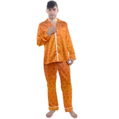Orange Mosaic Structure Background Men s Long Sleeve Satin Pajamas Set