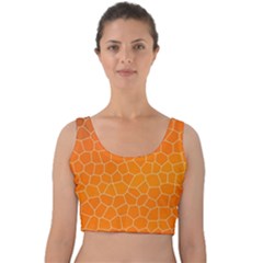 Orange Mosaic Structure Background Velvet Crop Top