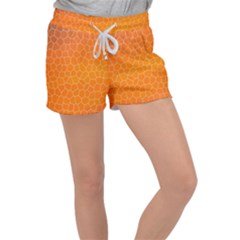 Orange Mosaic Structure Background Women s Velour Lounge Shorts