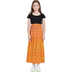 Orange Mosaic Structure Background Kids  Flared Maxi Skirt