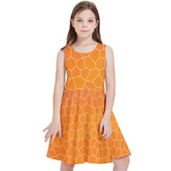 Orange Mosaic Structure Background Kids  Skater Dress