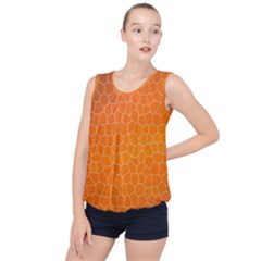 Orange Mosaic Structure Background Bubble Hem Chiffon Tank Top