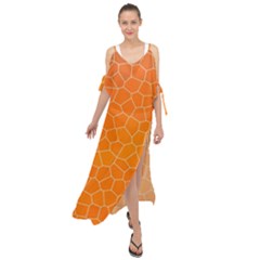 Orange Mosaic Structure Background Maxi Chiffon Cover Up Dress