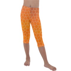 Orange Mosaic Structure Background Kids  Lightweight Velour Capri Leggings 