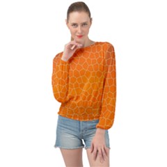 Orange Mosaic Structure Background Banded Bottom Chiffon Top