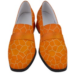 Orange Mosaic Structure Background Women s Chunky Heel Loafers