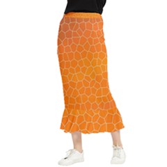 Orange Mosaic Structure Background Maxi Fishtail Chiffon Skirt