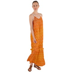 Orange Mosaic Structure Background Cami Maxi Ruffle Chiffon Dress