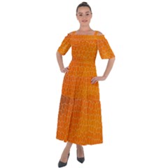 Orange Mosaic Structure Background Shoulder Straps Boho Maxi Dress 