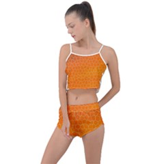 Orange Mosaic Structure Background Summer Cropped Co-Ord Set