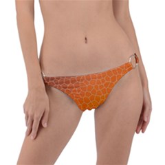 Orange Mosaic Structure Background Ring Detail Bikini Bottoms