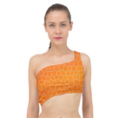 Orange Mosaic Structure Background Spliced Up Bikini Top 