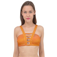 Orange Mosaic Structure Background Cage Up Bikini Top