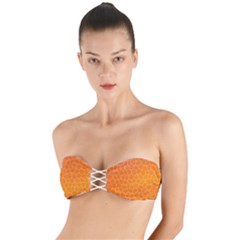 Orange Mosaic Structure Background Twist Bandeau Bikini Top