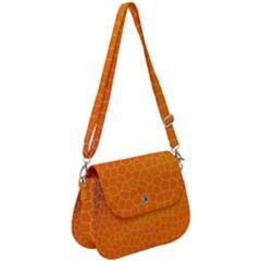 Orange Mosaic Structure Background Saddle Handbag