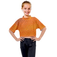 Orange Mosaic Structure Background Kids Mock Neck T-Shirt