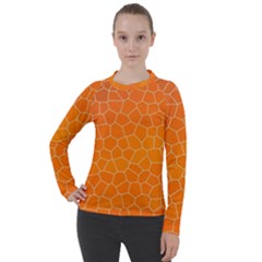 Orange Mosaic Structure Background Women s Pique Long Sleeve T-Shirt