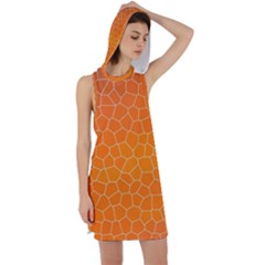 Orange Mosaic Structure Background Racer Back Hoodie Dress