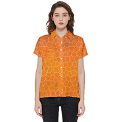 Orange Mosaic Structure Background Short Sleeve Pocket Shirt