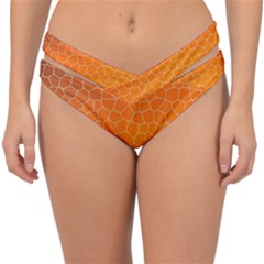 Orange Mosaic Structure Background Double Strap Halter Bikini Bottoms