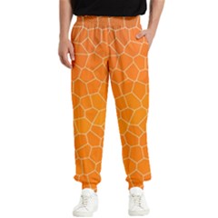 Orange Mosaic Structure Background Men s Elastic Waist Pants